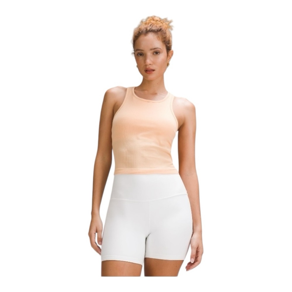 Lululemon Ebb to Street Cropped Racerback Tank Top Peach Bellini Size 4 NWT